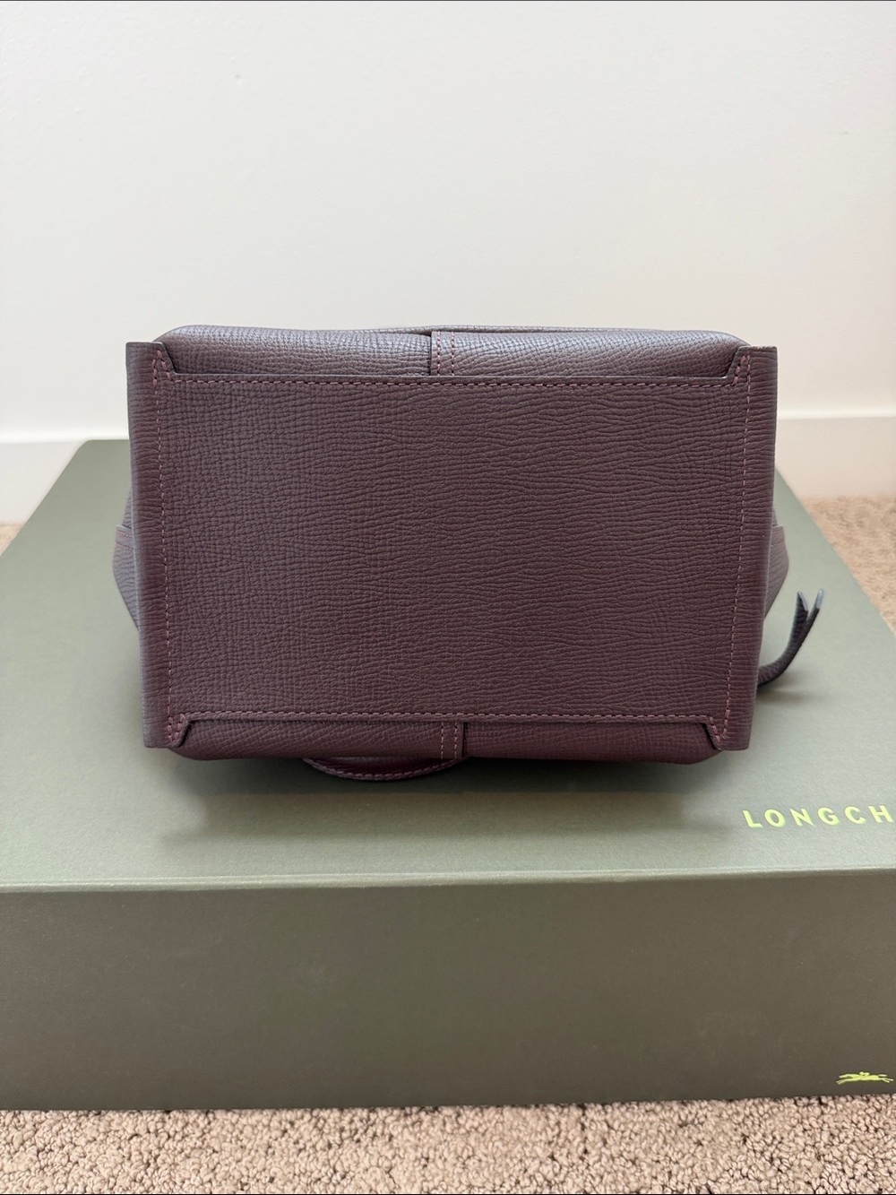 Longchamp Dark Purple Pebbled Leather Crossbody Mailbox Bag with Gold Hardware - Picture 6 of 9